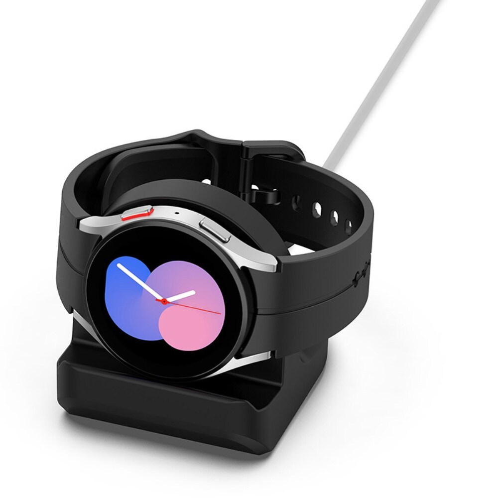 Samsung Galaxy Watch 7 44mm Opladningsstander i silikone, Sort