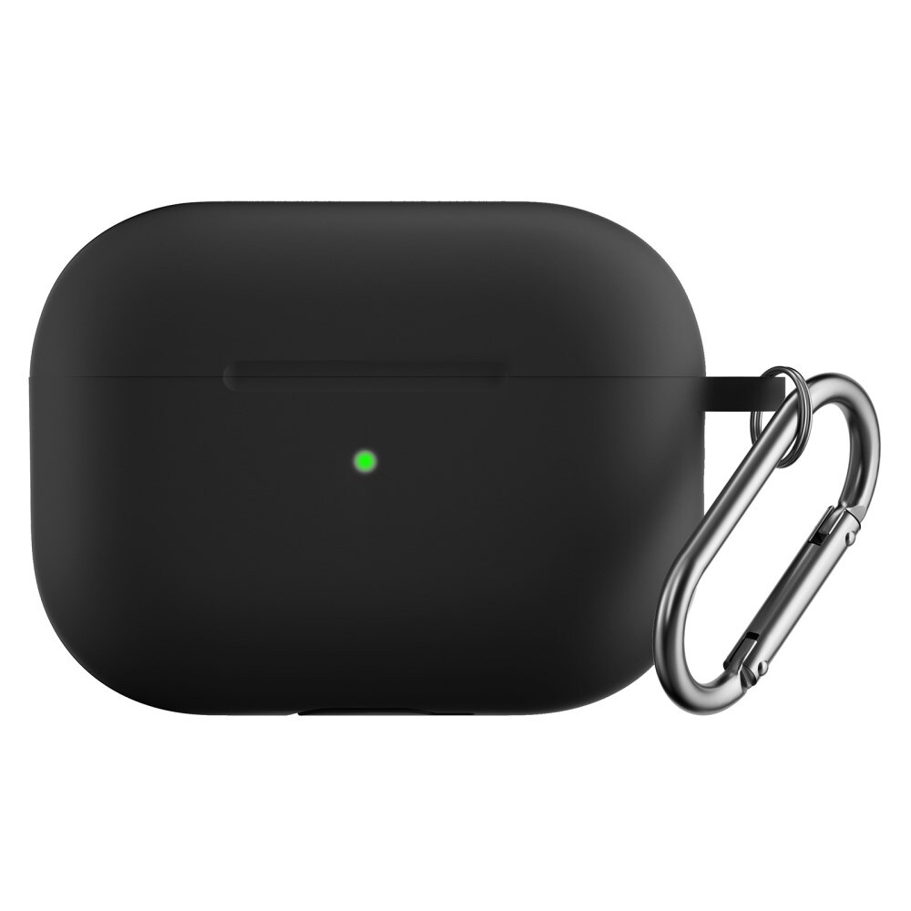 Apple AirPods Pro 2 Silikonecover + karabinhage, Sort