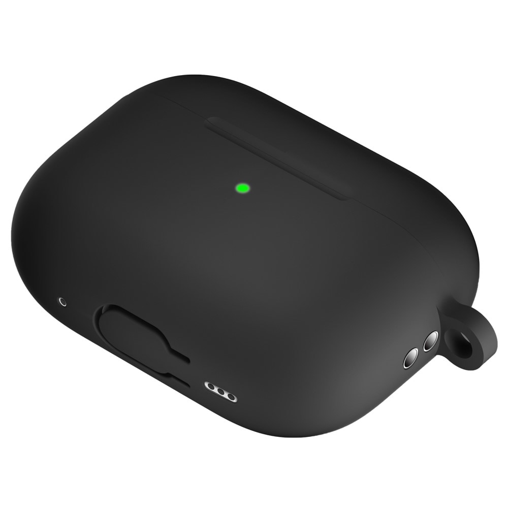 Apple AirPods Pro 2 Silikonecover + karabinhage, Sort