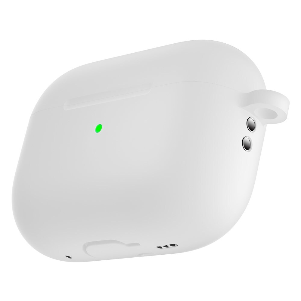Apple AirPods Pro 2 Silikonecover + karabinhage, Hvid