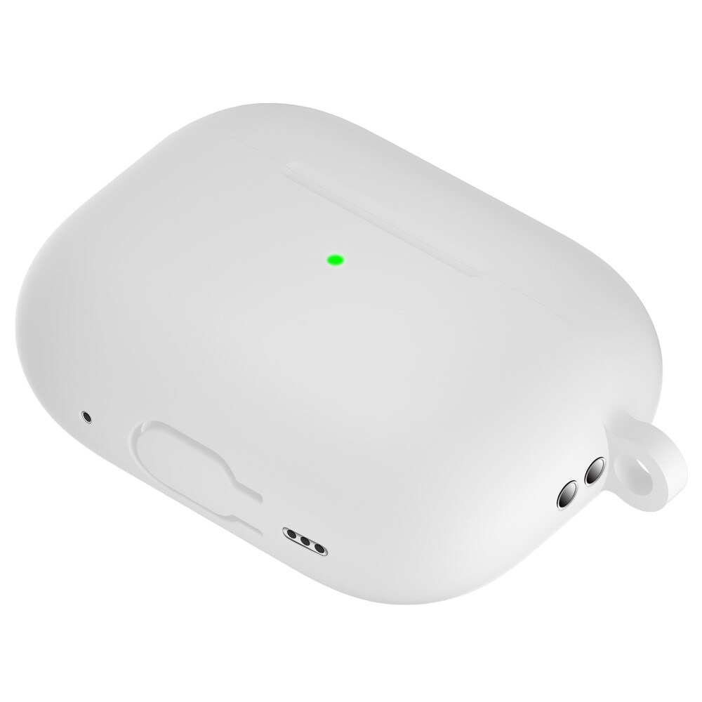 Apple AirPods Pro 2 Silikonecover + karabinhage, Hvid