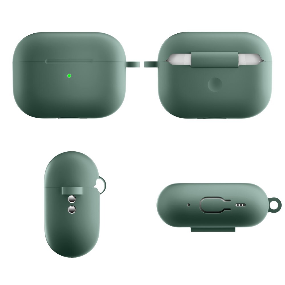 Apple AirPods Pro 2 Silikonecover + karabinhage, Grøn