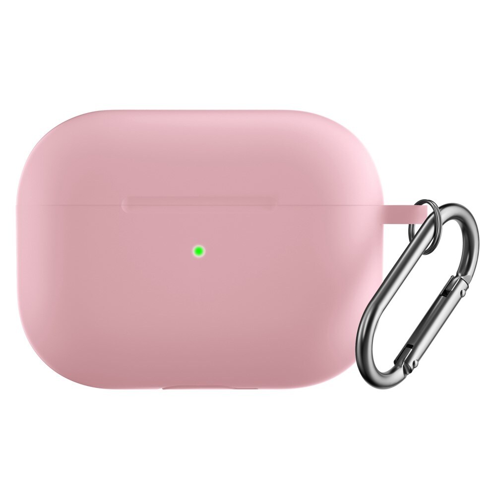 Apple AirPods Pro 2 Silikonecover + karabinhage, Lyserød