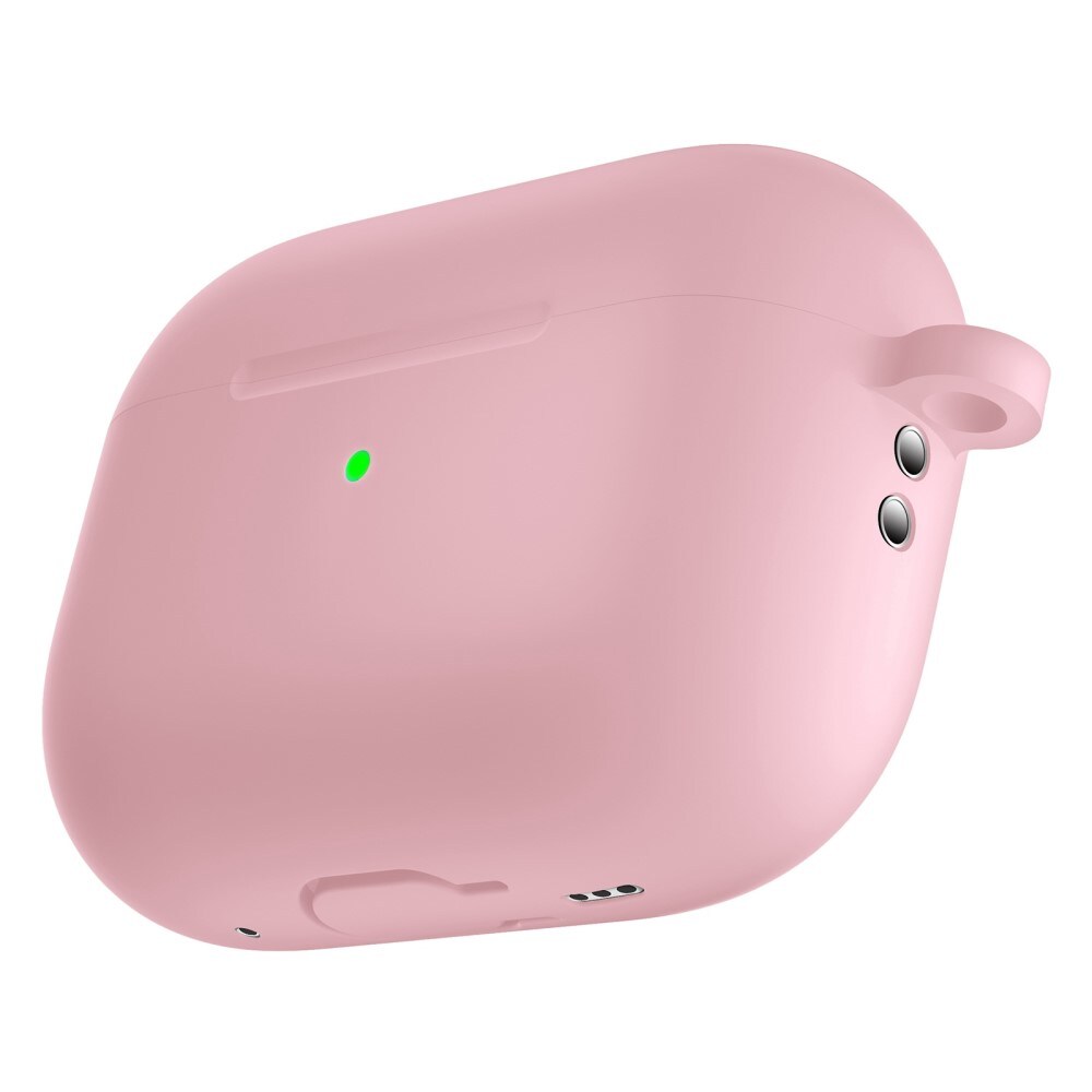 Apple AirPods Pro 2 Silikonecover + karabinhage, Lyserød