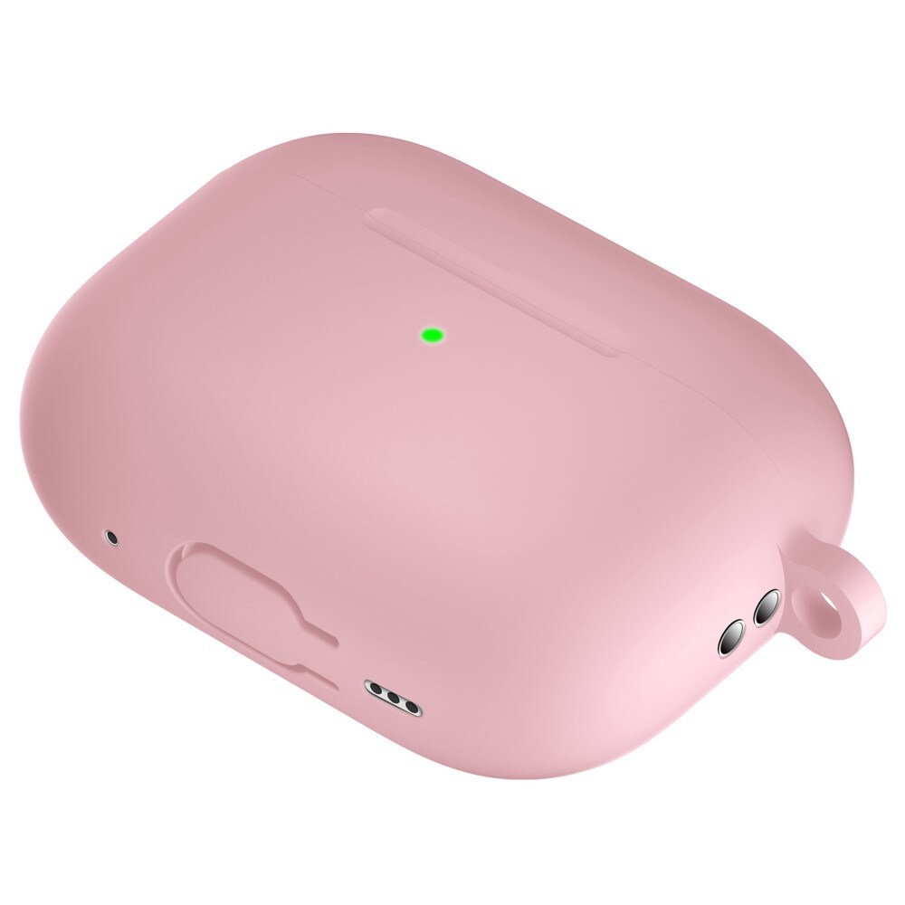 Apple AirPods Pro 2 Silikonecover + karabinhage, Lyserød