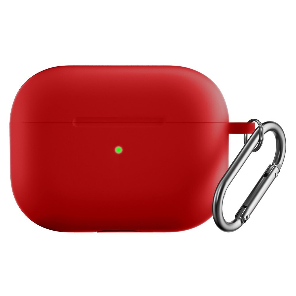 Apple AirPods Pro 2 Silikonecover + karabinhage, Rød