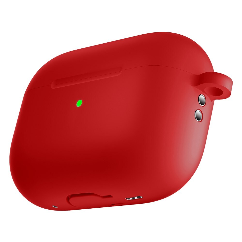 Apple AirPods Pro 2 Silikonecover + karabinhage, Rød