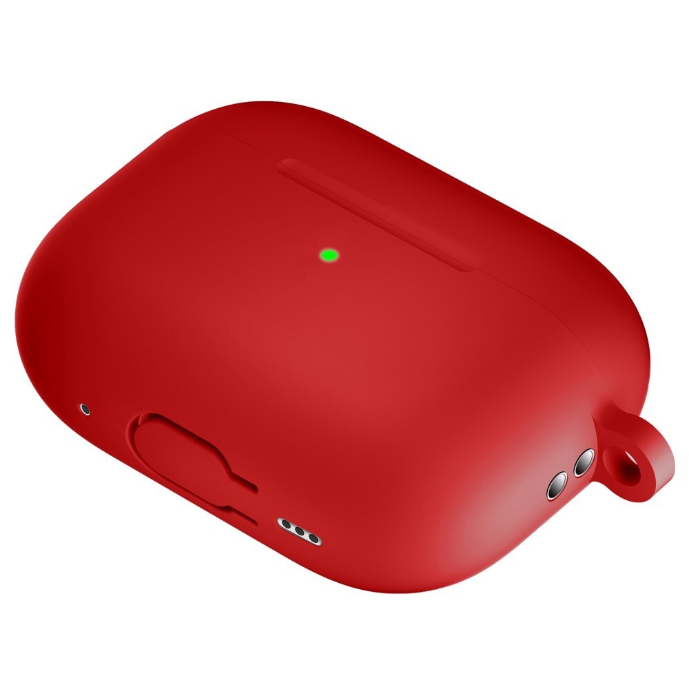 Apple AirPods Pro 2 Silikonecover + karabinhage, Rød