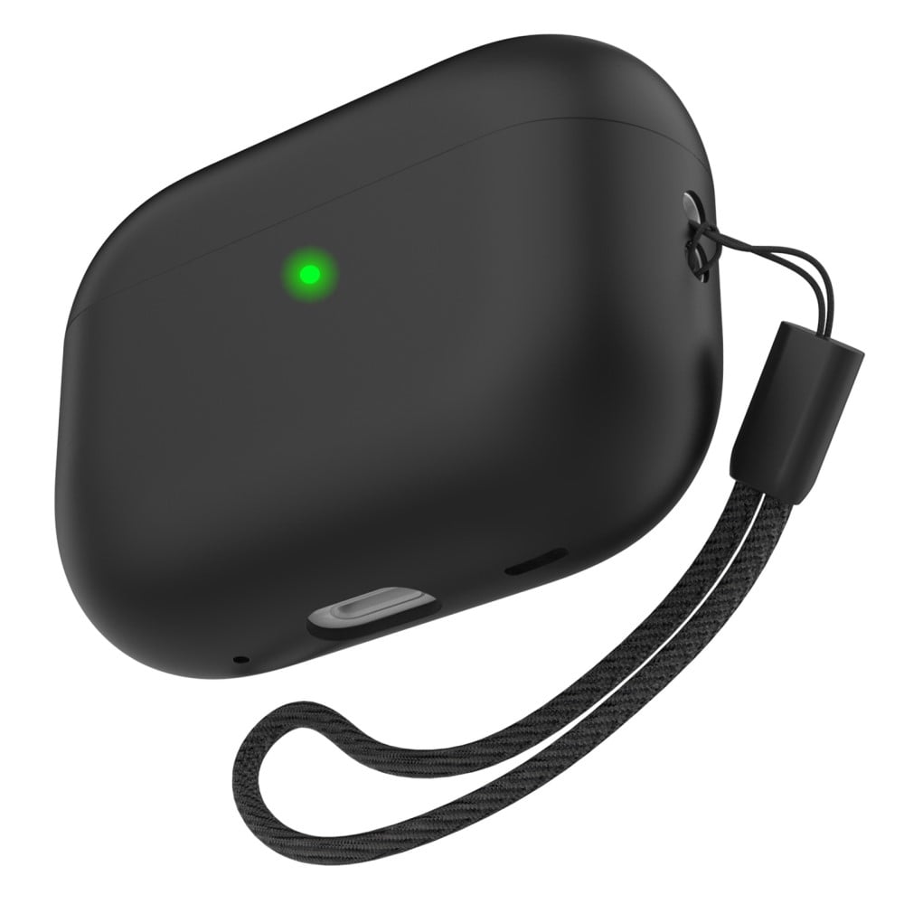 Apple AirPods Pro 2 Silikonecover med håndrem, Sort