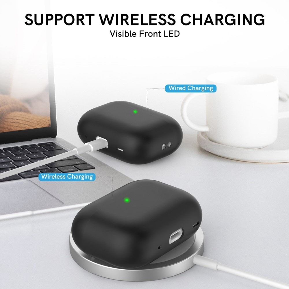 Apple AirPods Pro 2 Silikonecover med håndrem, Sort
