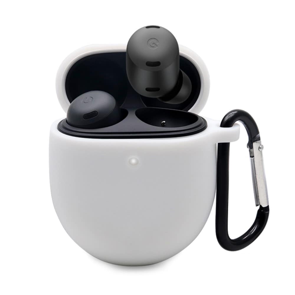 Google Pixel Buds Pro Silikonecover + karabinhage, Hvid