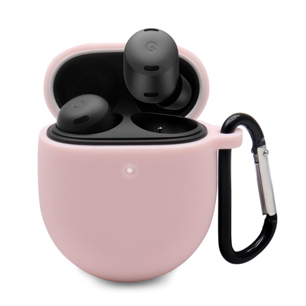 Google Pixel Buds Pro Silikonecover + karabinhage, Lyserød