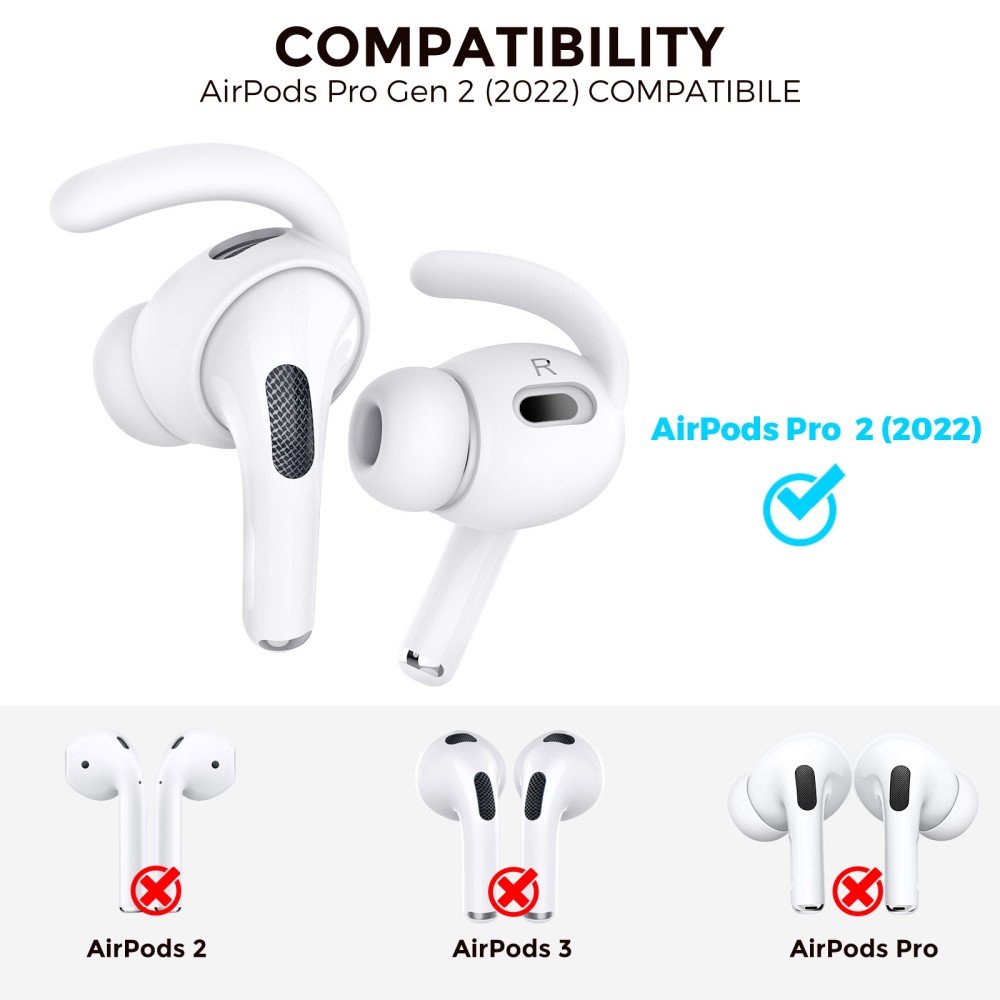 Apple AirPods Pro 2 Sporty Ear Hooks, Hvid