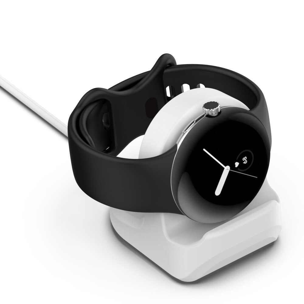 Google Pixel Watch 3 45mm Opladningsstander i silikone, Hvid