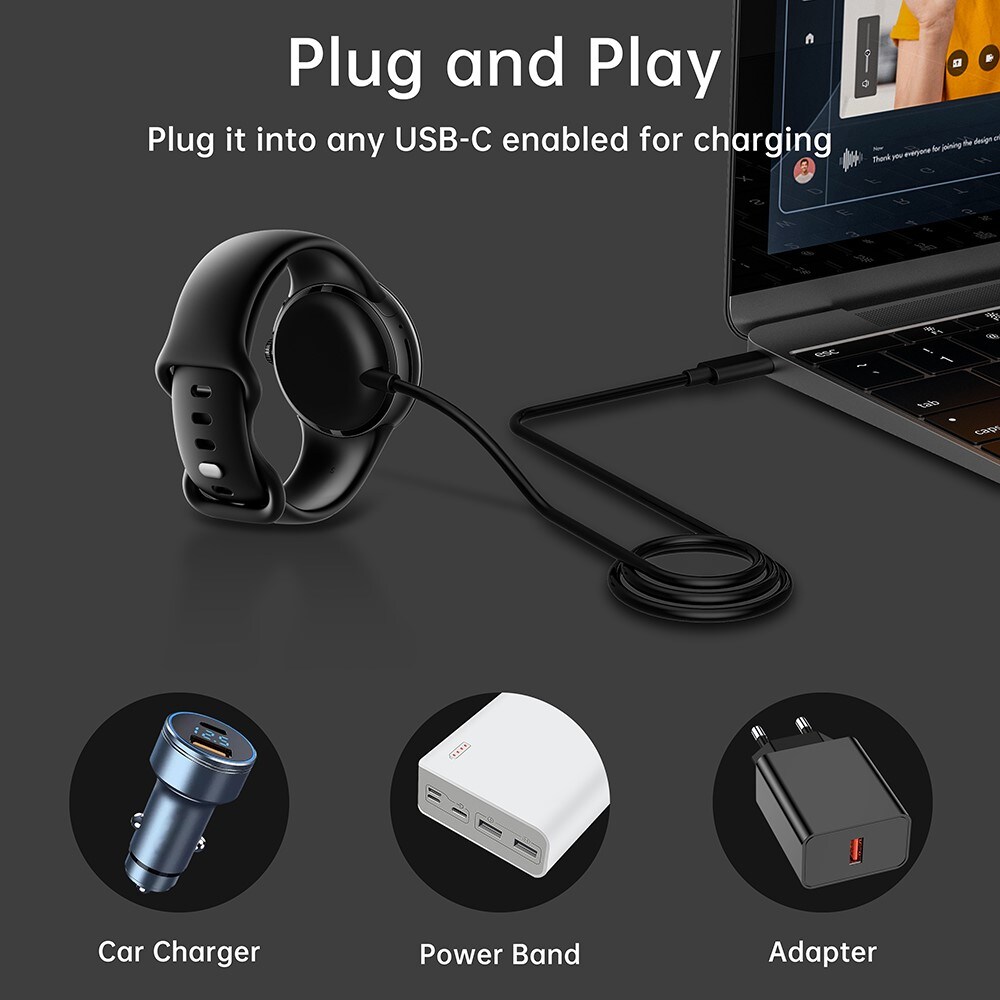 Google Pixel Watch Magnetisk opladningskabel USB-C 1m, Hvid