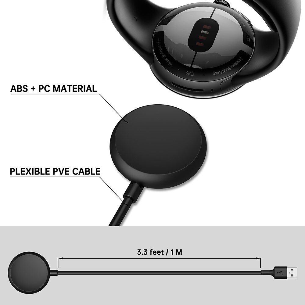 Google Pixel Watch Magnetisk opladningskabel 1m, Hvid