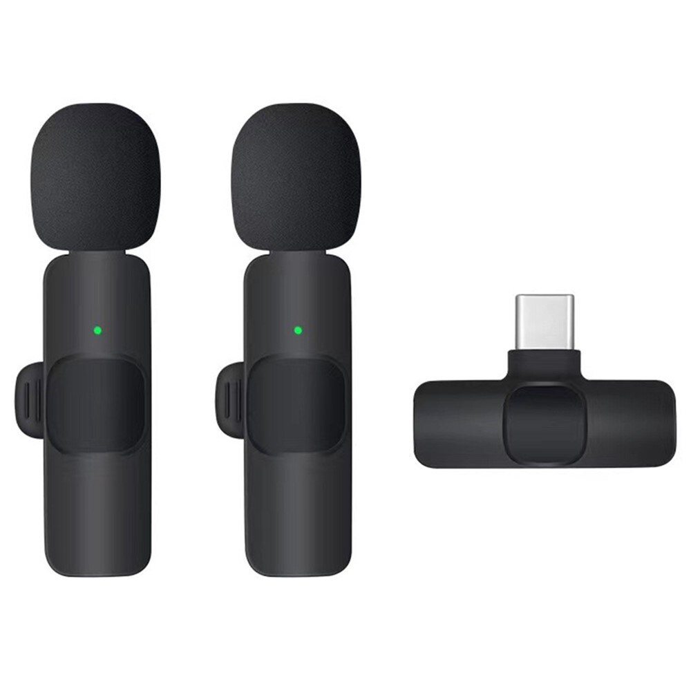 2 små trådløse mikrofoner med modtager USB-C, Sort