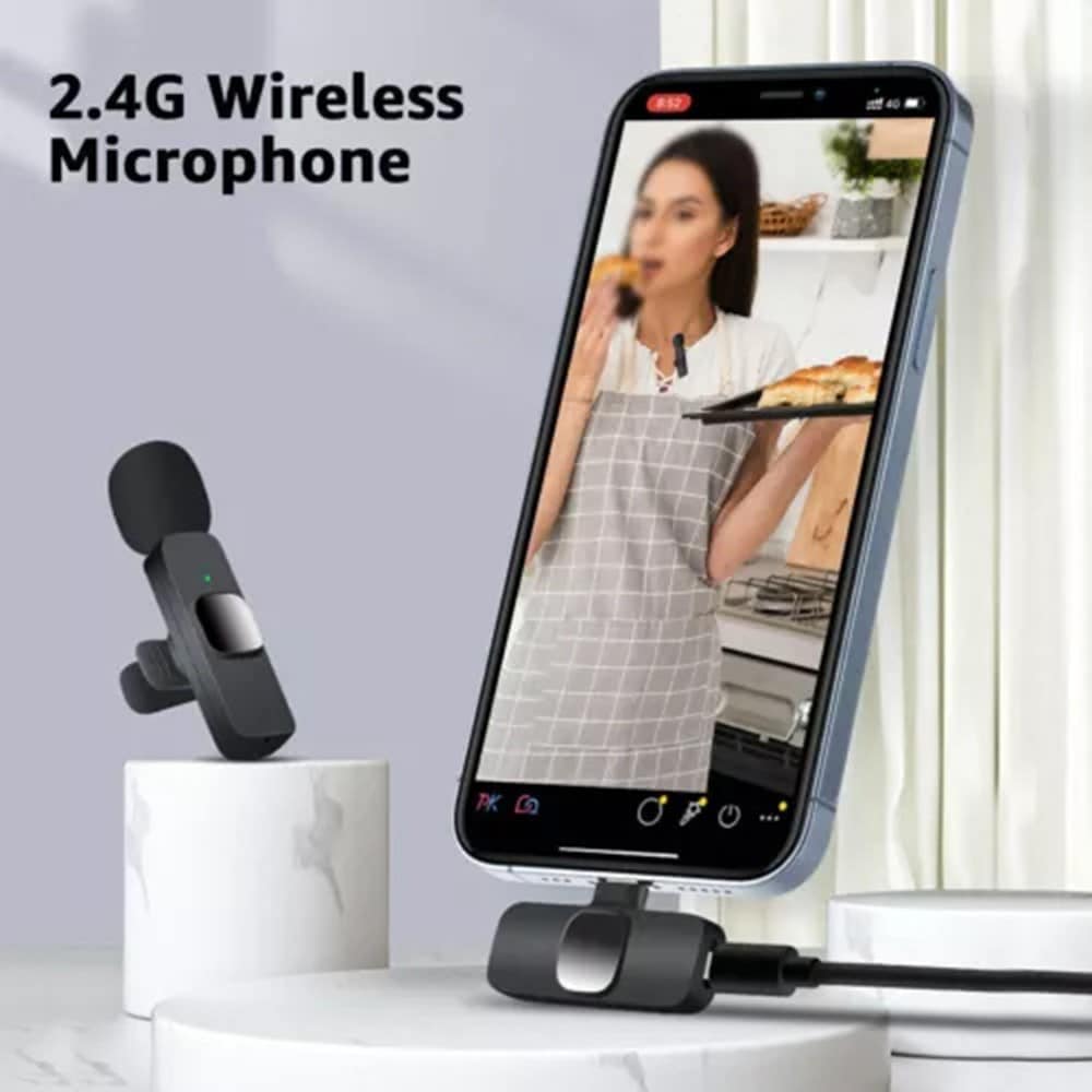 2 små trådløse mikrofoner med modtager USB-C, Sort