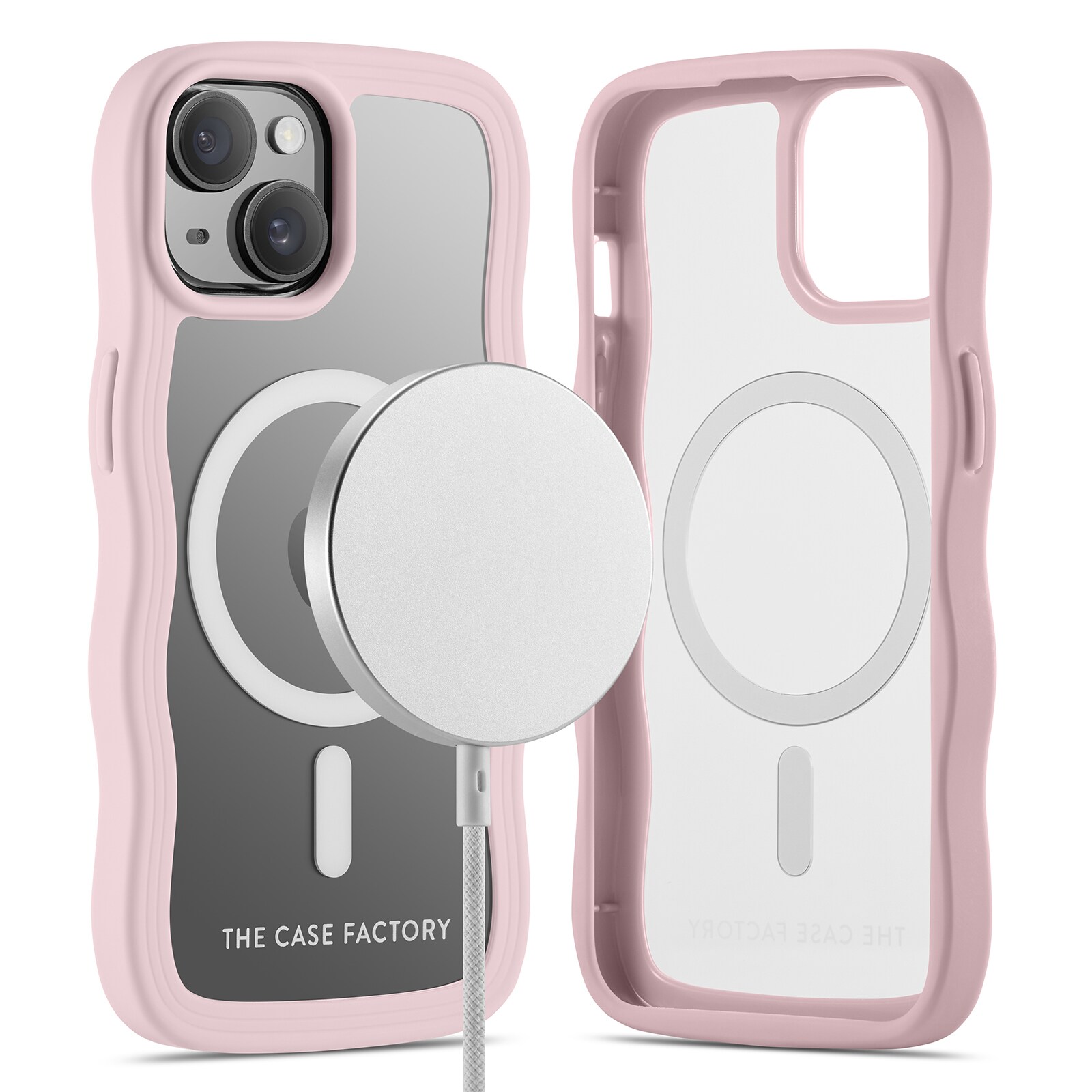 iPhone 15 The Wave Magnetic Case, Lyserød