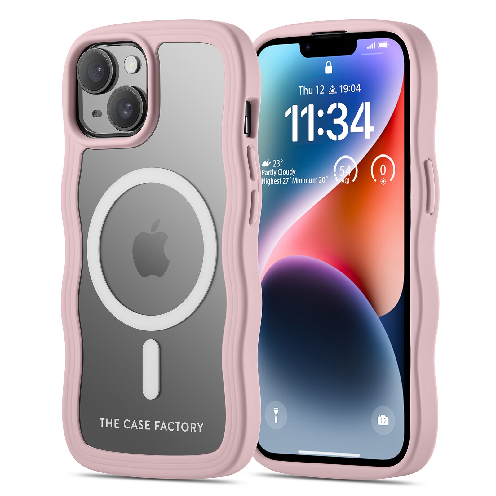 iPhone 15 The Wave Magnetic Case, Lyserød