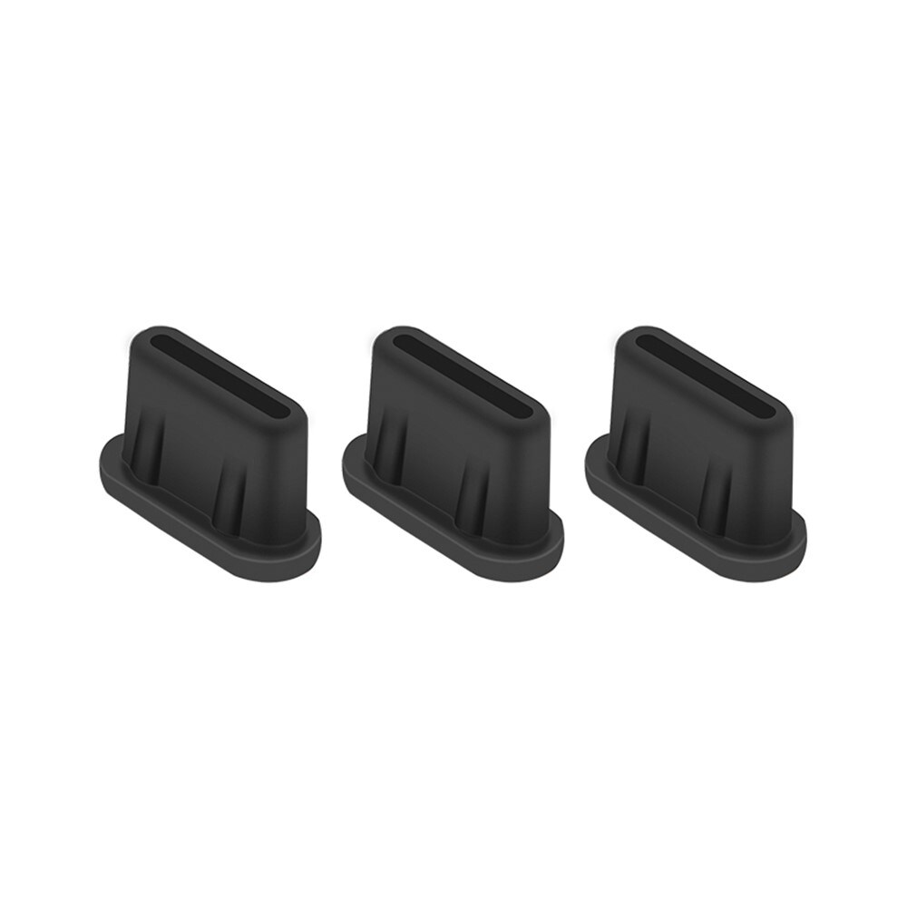 Støvprop til USB-C port (3-pak), Sort