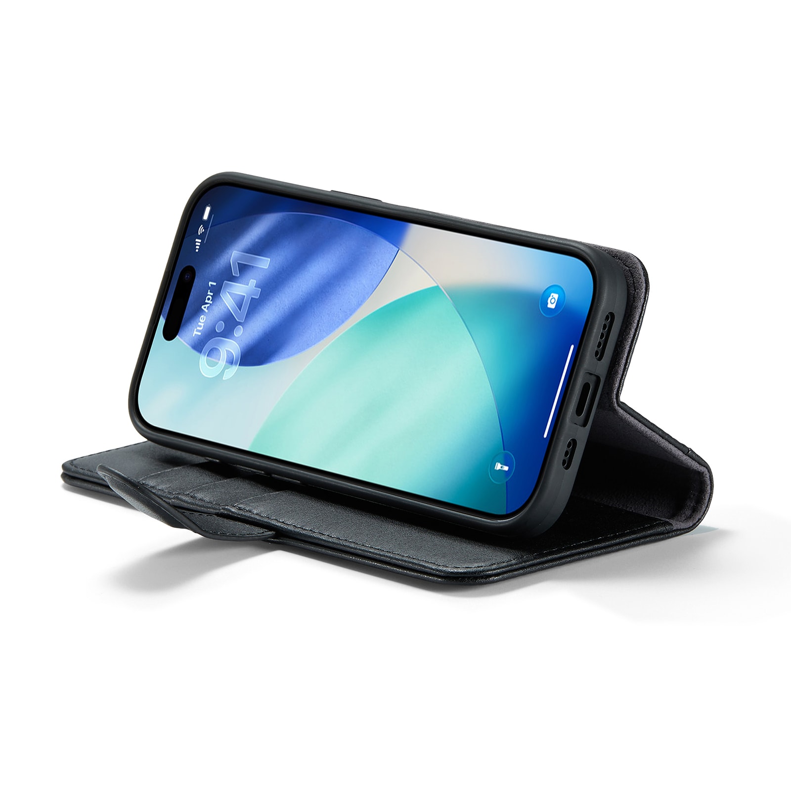 iPhone 17 Pungetui i ægte læder, Sort