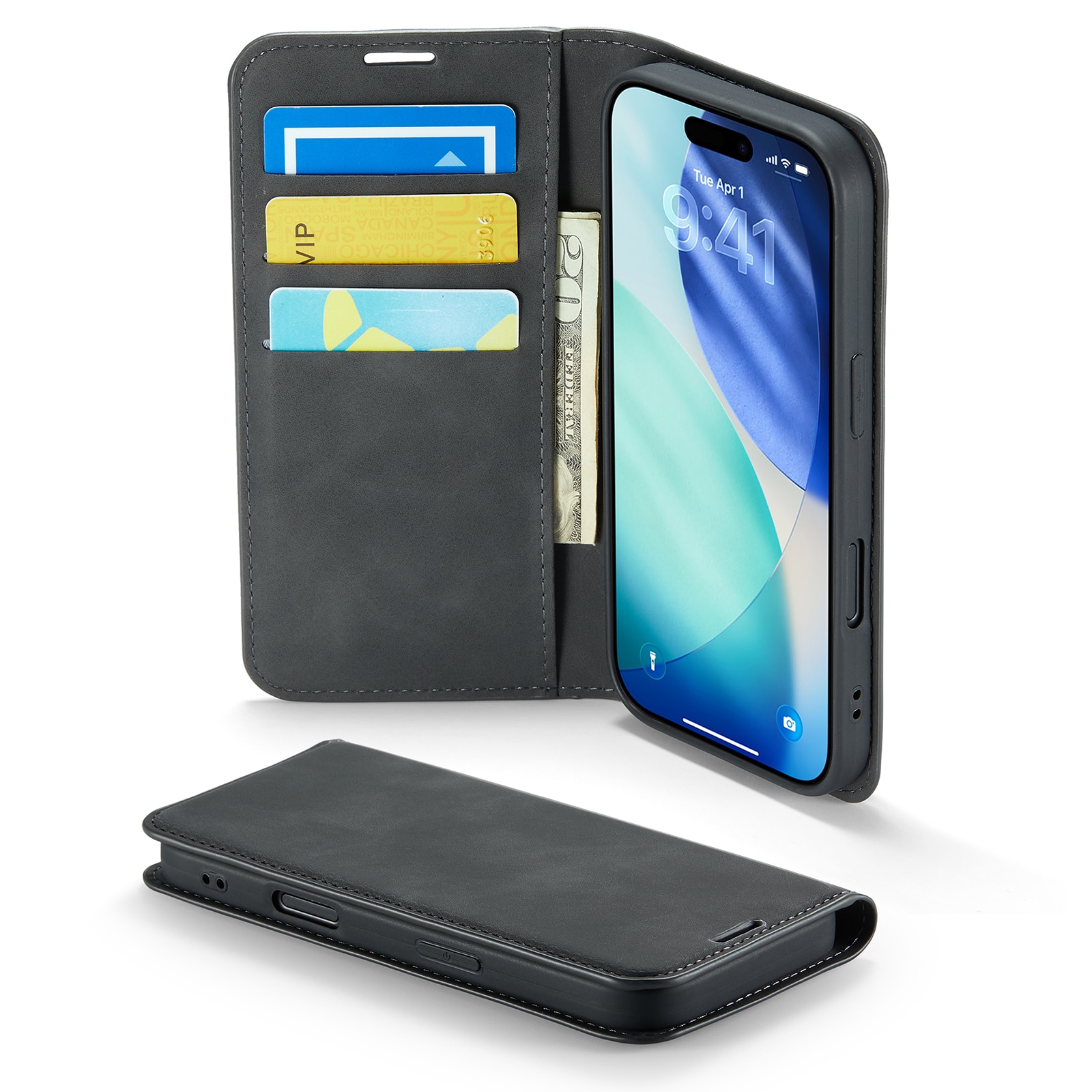iPhone 17 Slankt etui med kortholder, Sort