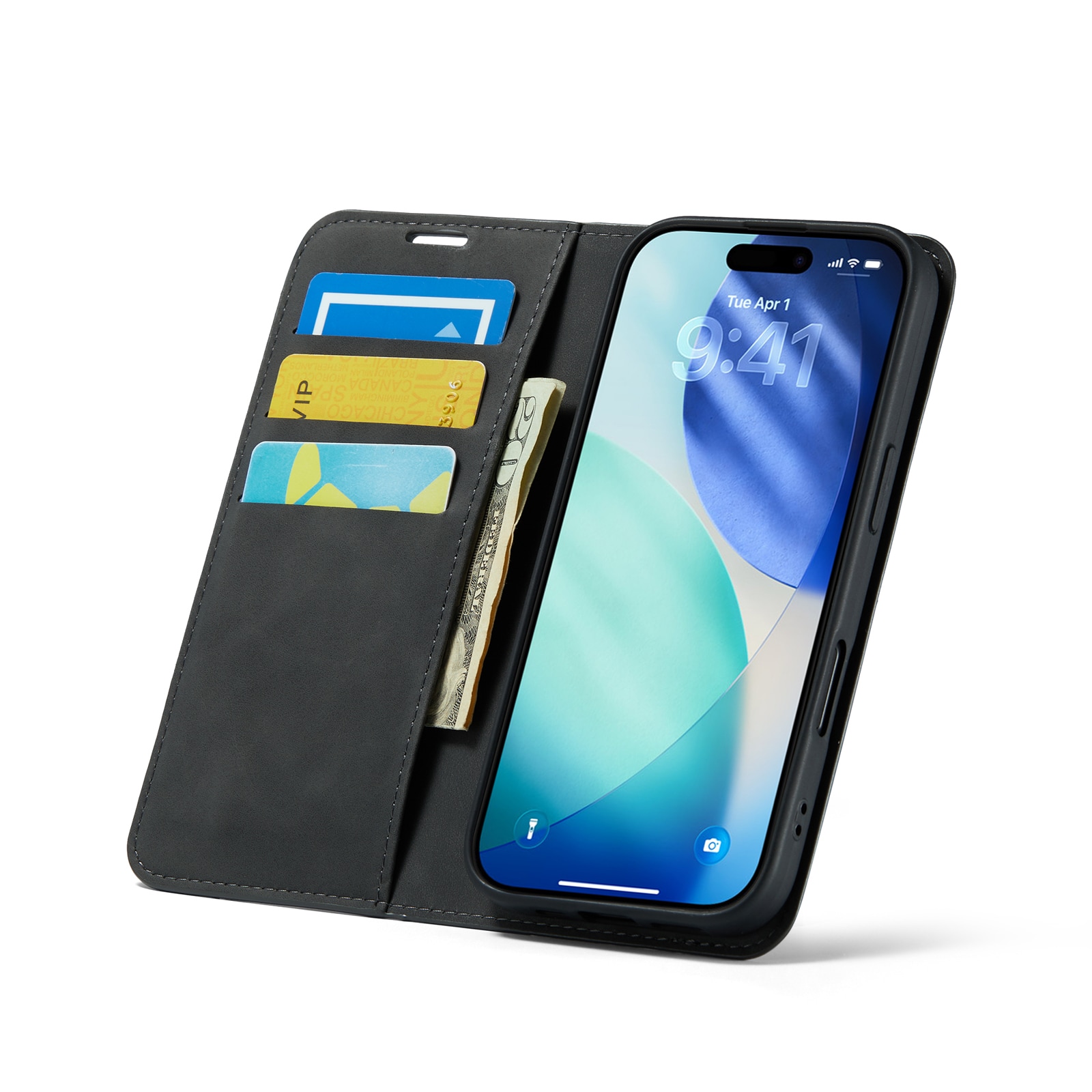 iPhone 17 Slankt etui med kortholder, Sort