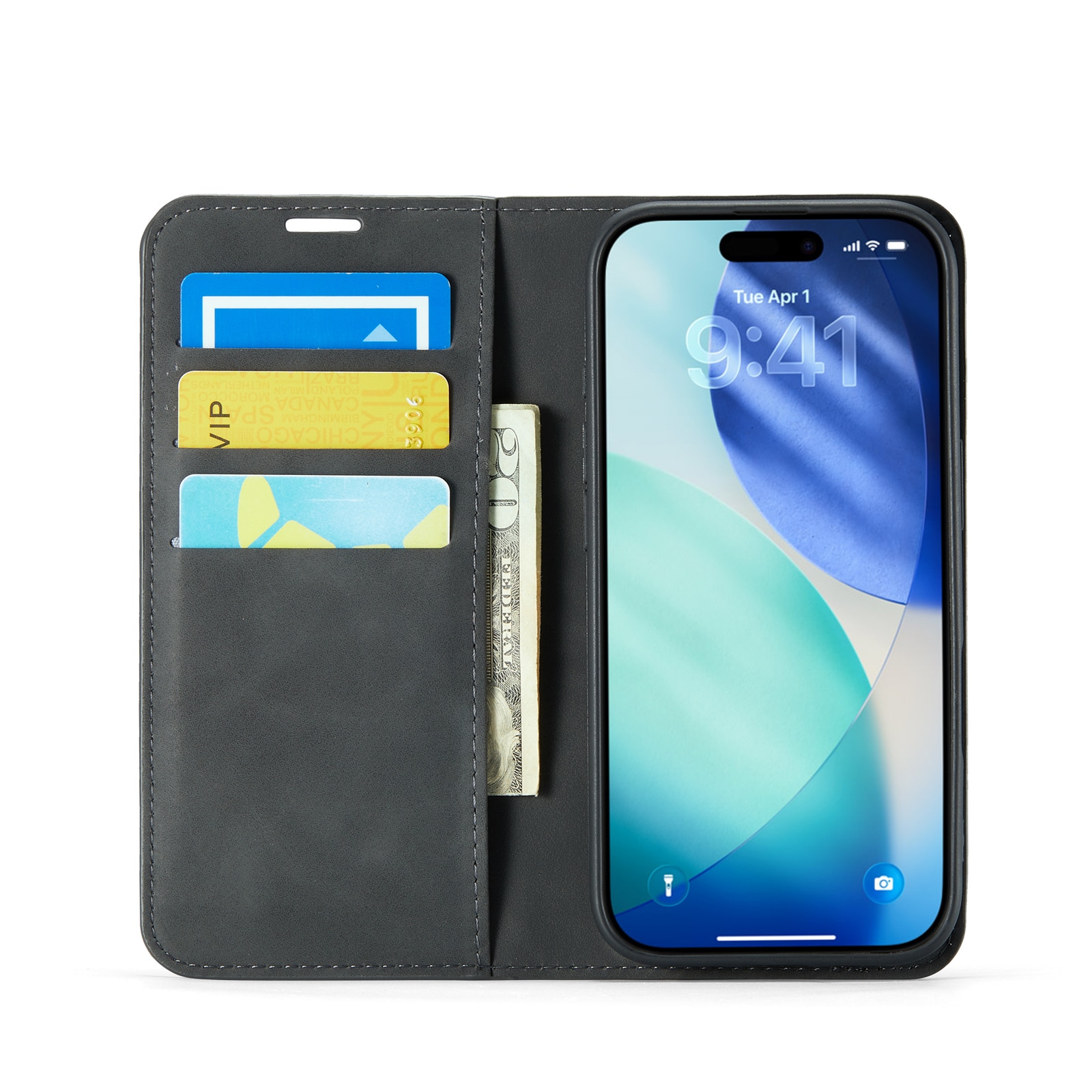 iPhone 17 Slankt etui med kortholder, Sort