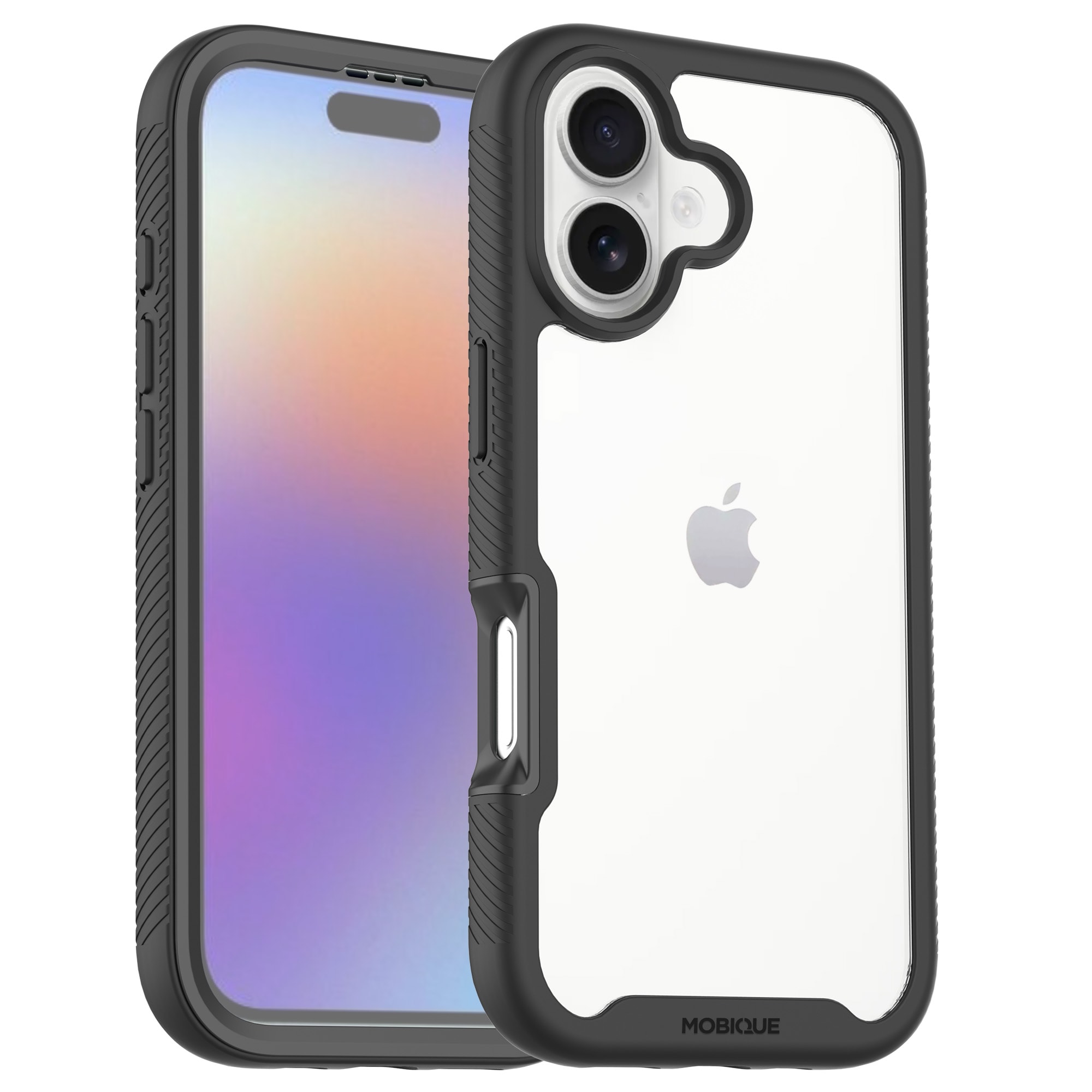 iPhone 17 Mobilcover Full Protection, Sort/gennemsigtig