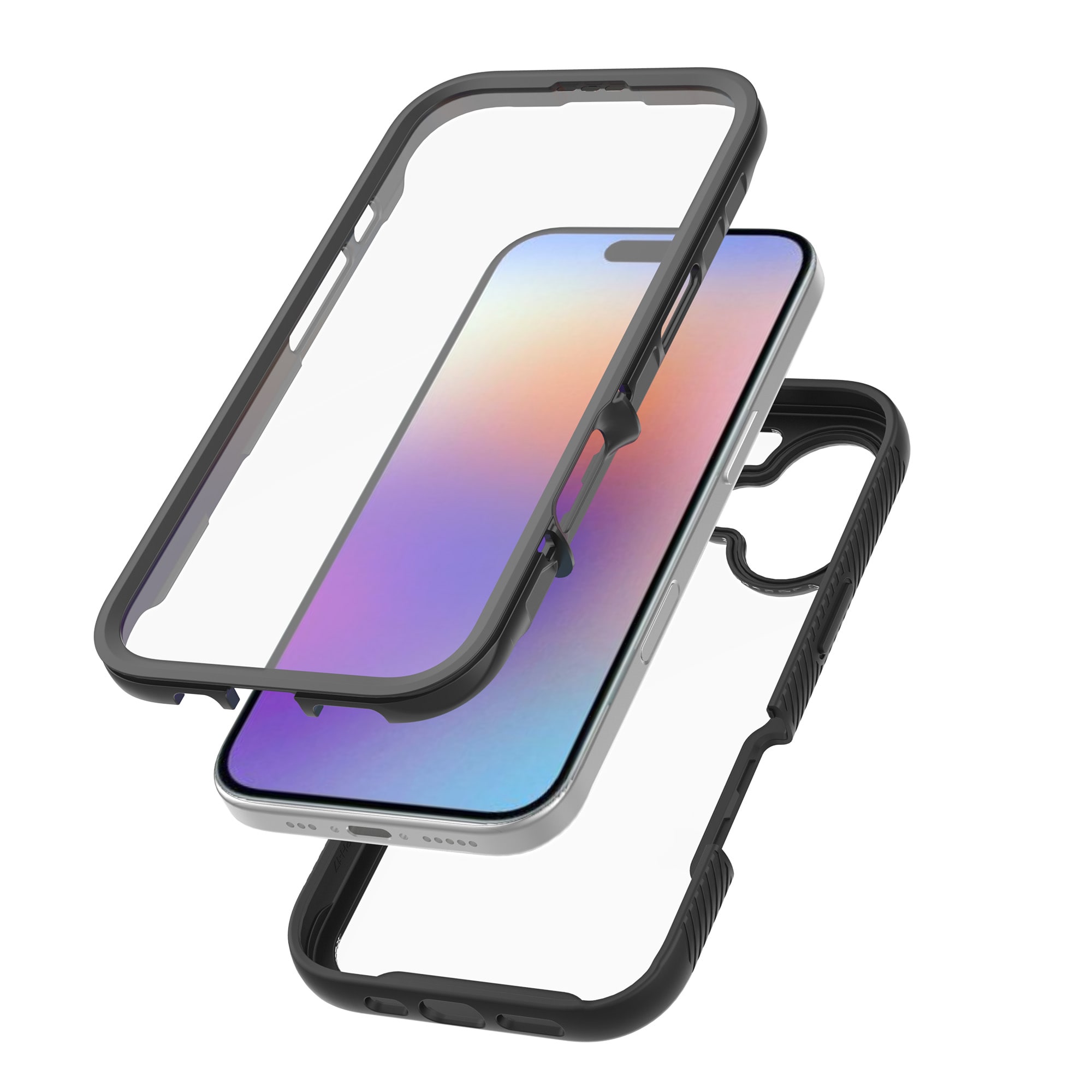 iPhone 17 Mobilcover Full Protection, Sort/gennemsigtig