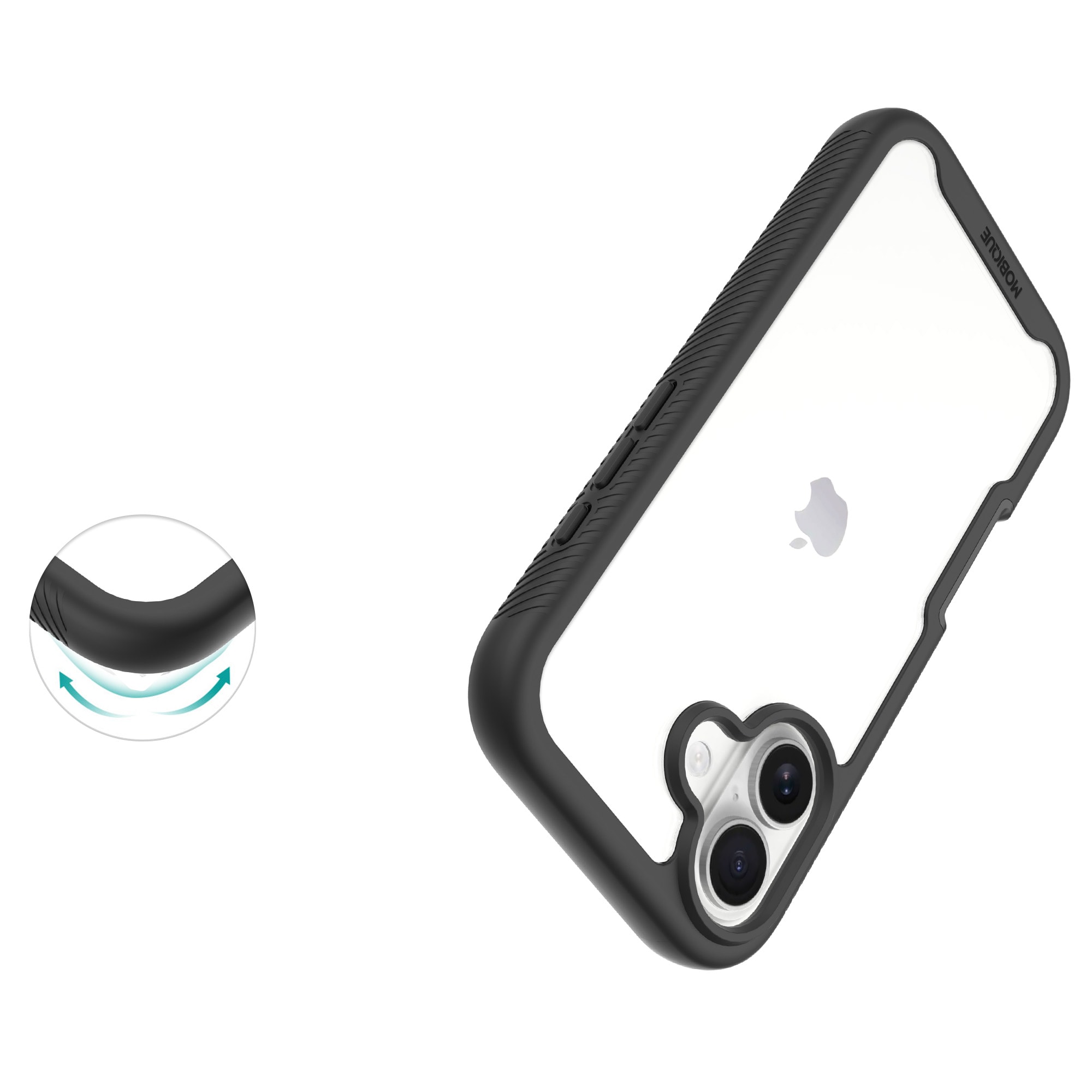 iPhone 17 Mobilcover Full Protection, Sort/gennemsigtig