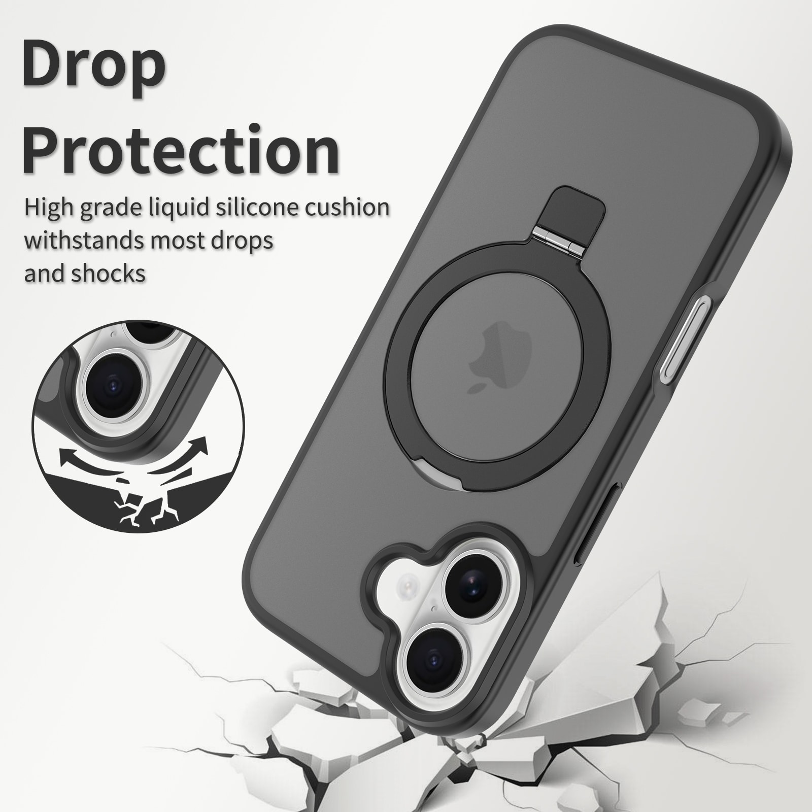 iPhone 17 Magnetic hybridcover med stativfunktion, Sort