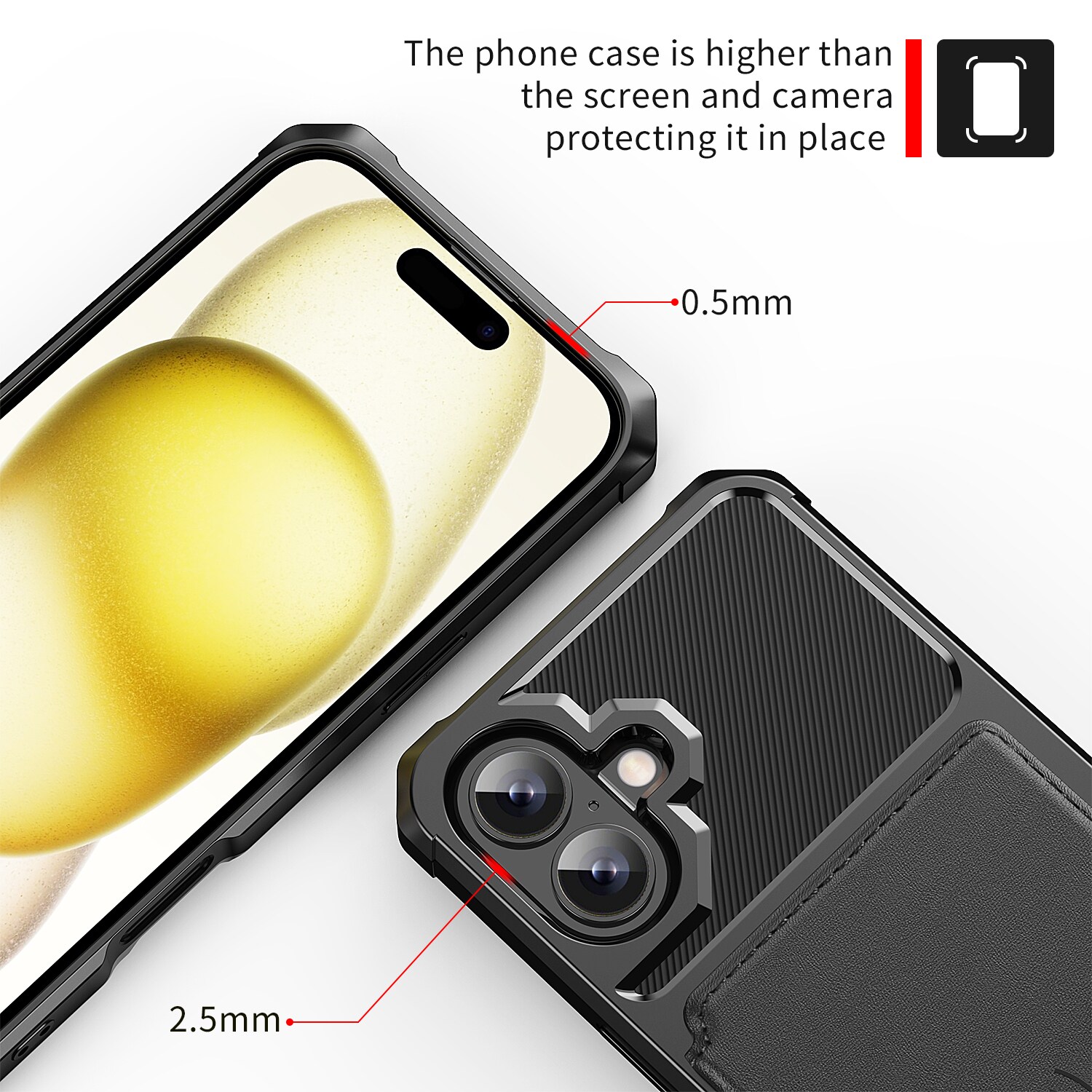 iPhone 17 Stødsikkert mobilcover med pung, Sort