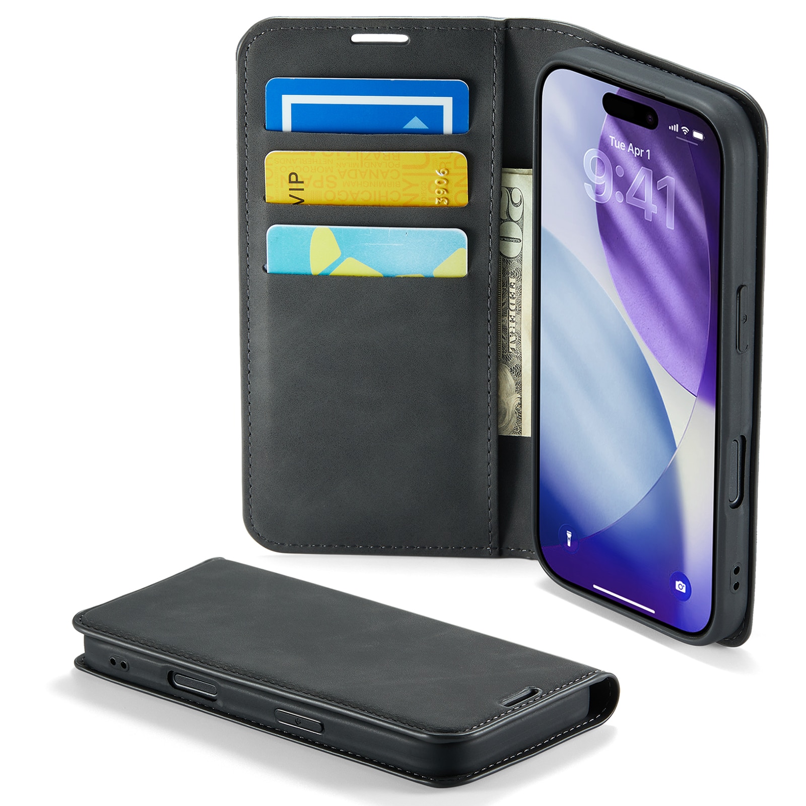 iPhone 17 Pro Max Slankt etui med kortholder, Sort