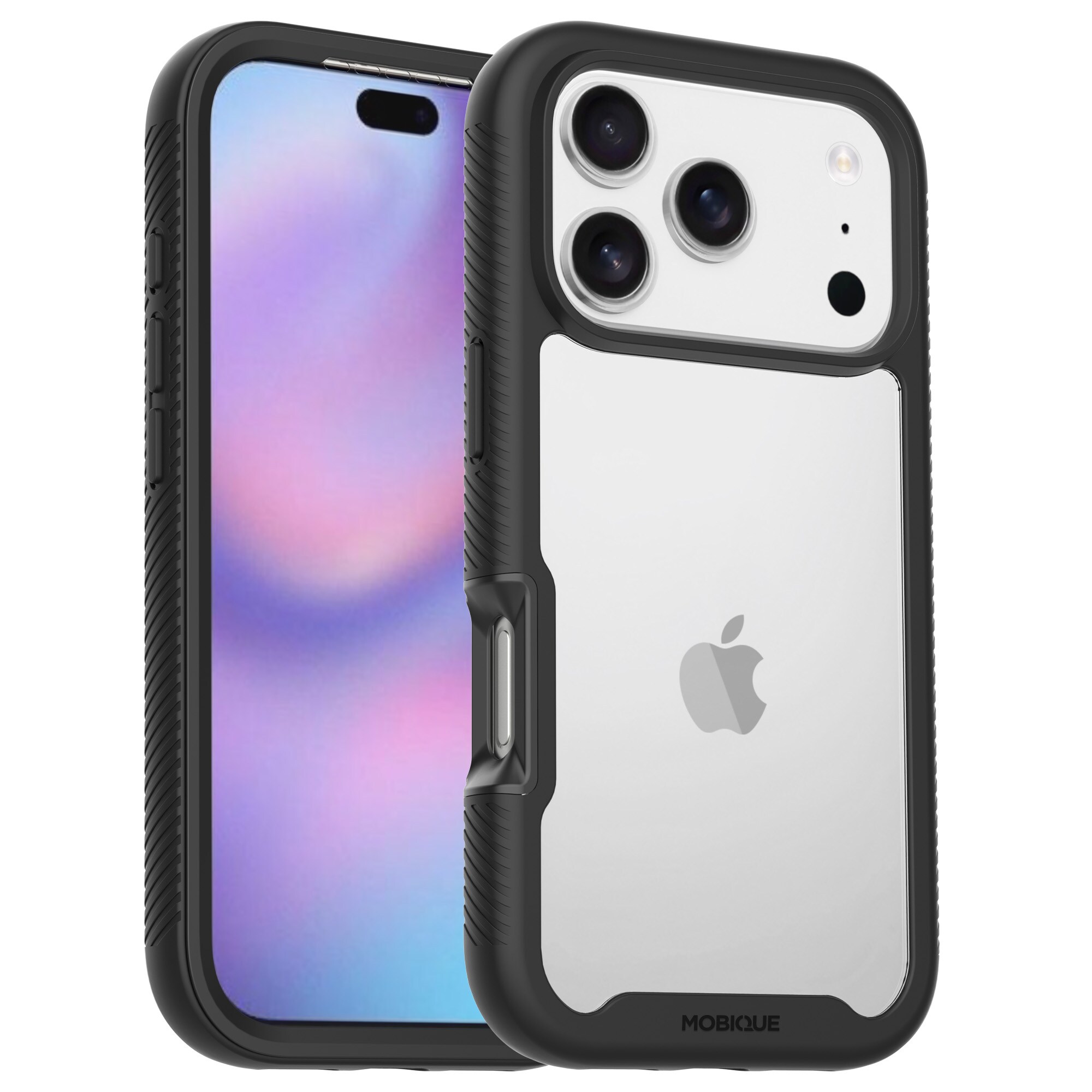 iPhone 17 Pro Max Mobilcover Full Protection, Sort/gennemsigtig