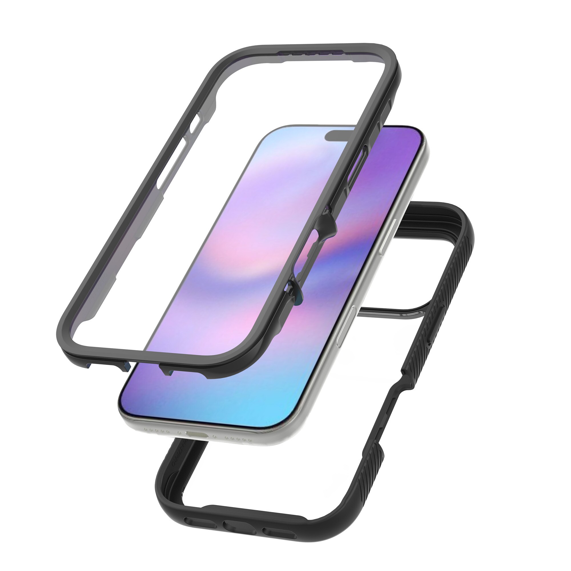 iPhone 17 Pro Max Mobilcover Full Protection, Sort/gennemsigtig