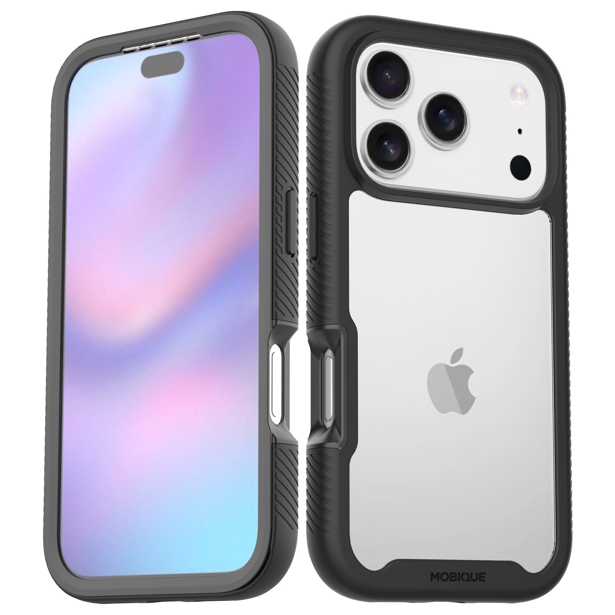 iPhone 17 Pro Max Mobilcover Full Protection, Sort/gennemsigtig