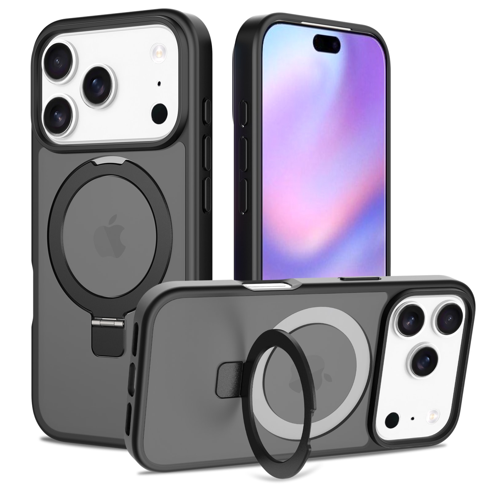 iPhone 17 Pro Magnetic hybridcover med stativfunktion, Sort