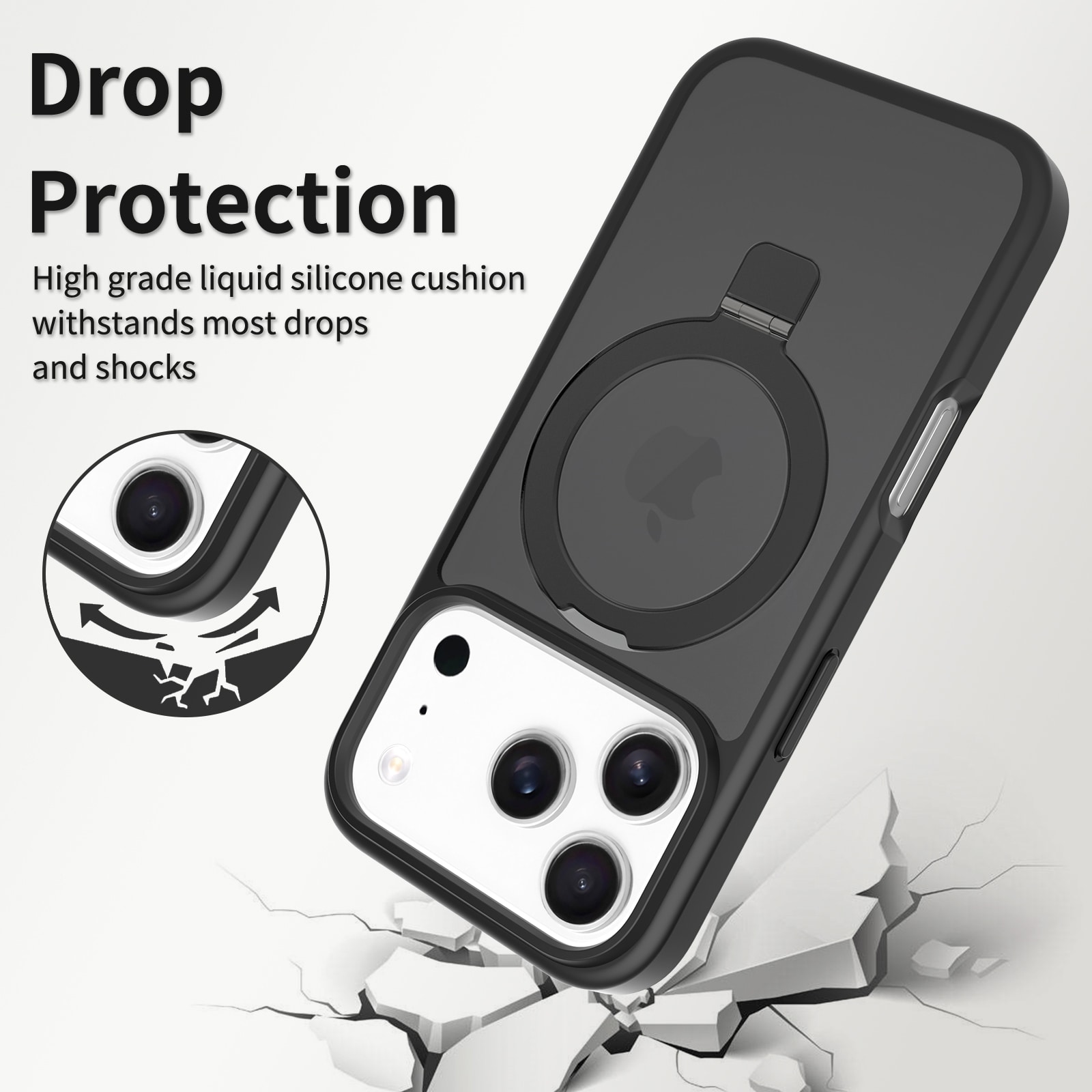 iPhone 17 Pro Max Magnetic hybridcover med stativfunktion, Sort