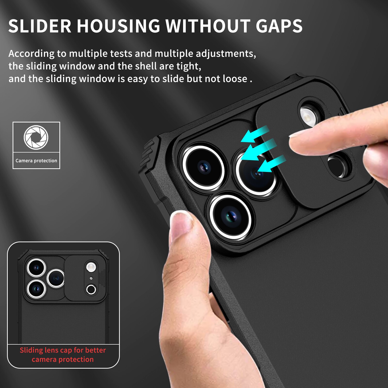 iPhone 17 Pro Cover med Kickstand & Kamerabeskyttelse, Sort