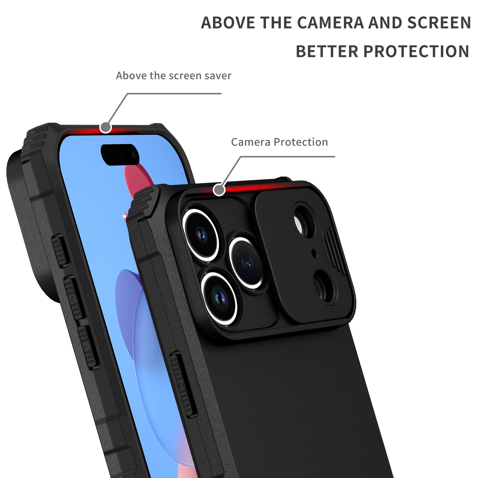 iPhone 17 Pro Cover med Kickstand & Kamerabeskyttelse, Sort