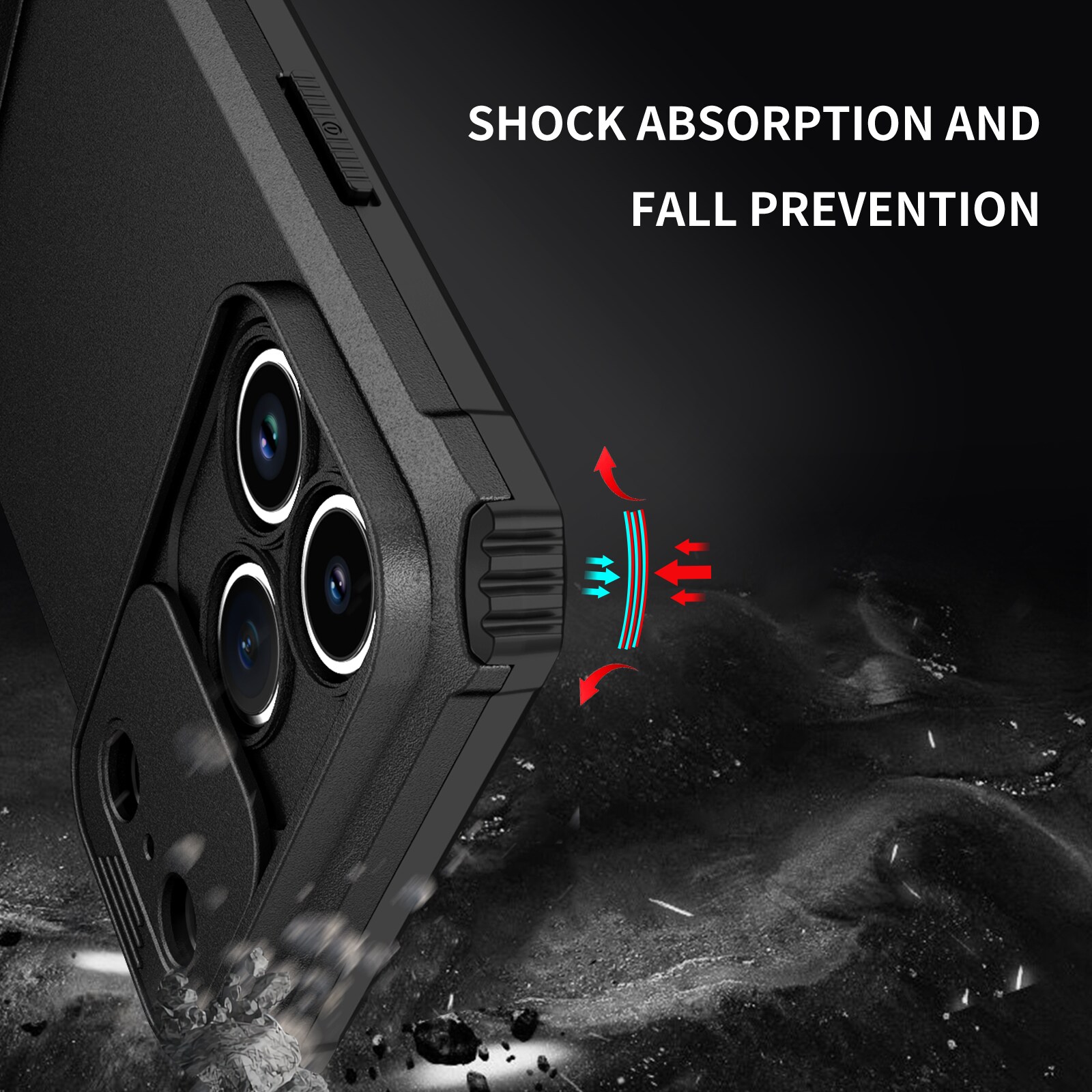 iPhone 17 Pro Cover med Kickstand & Kamerabeskyttelse, Sort