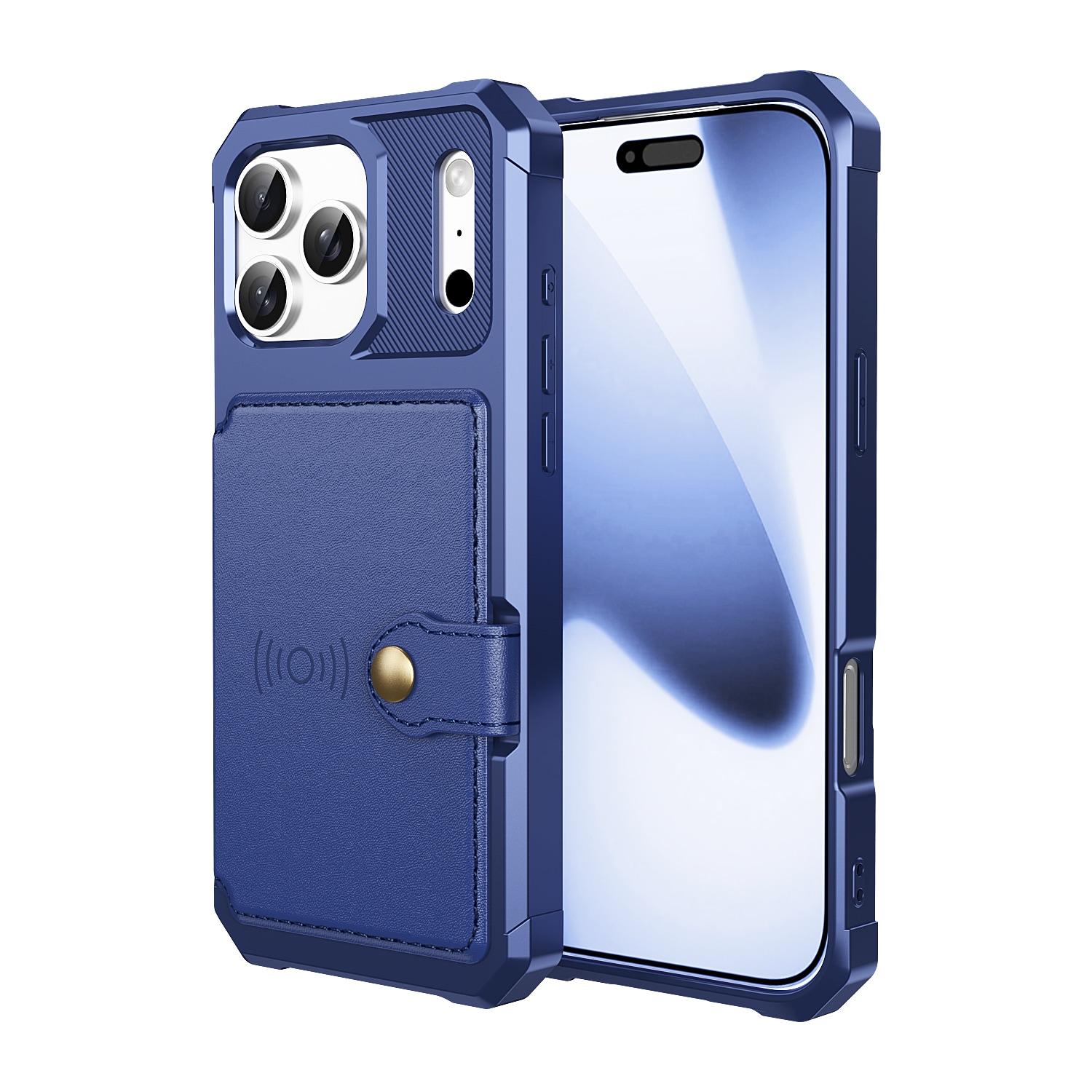 iPhone 17 Pro Stødsikkert mobilcover med pung, Blå