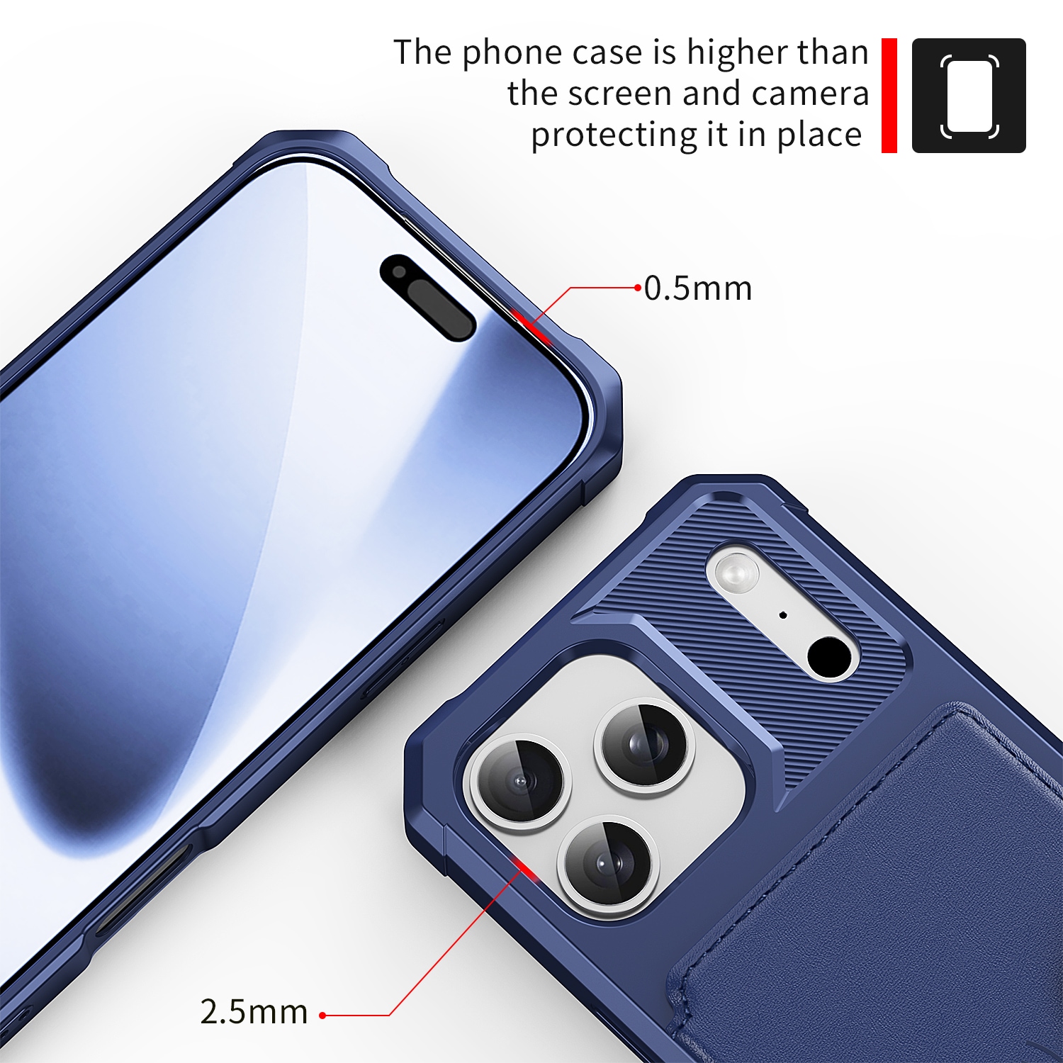 iPhone 17 Pro Stødsikkert mobilcover med pung, Blå