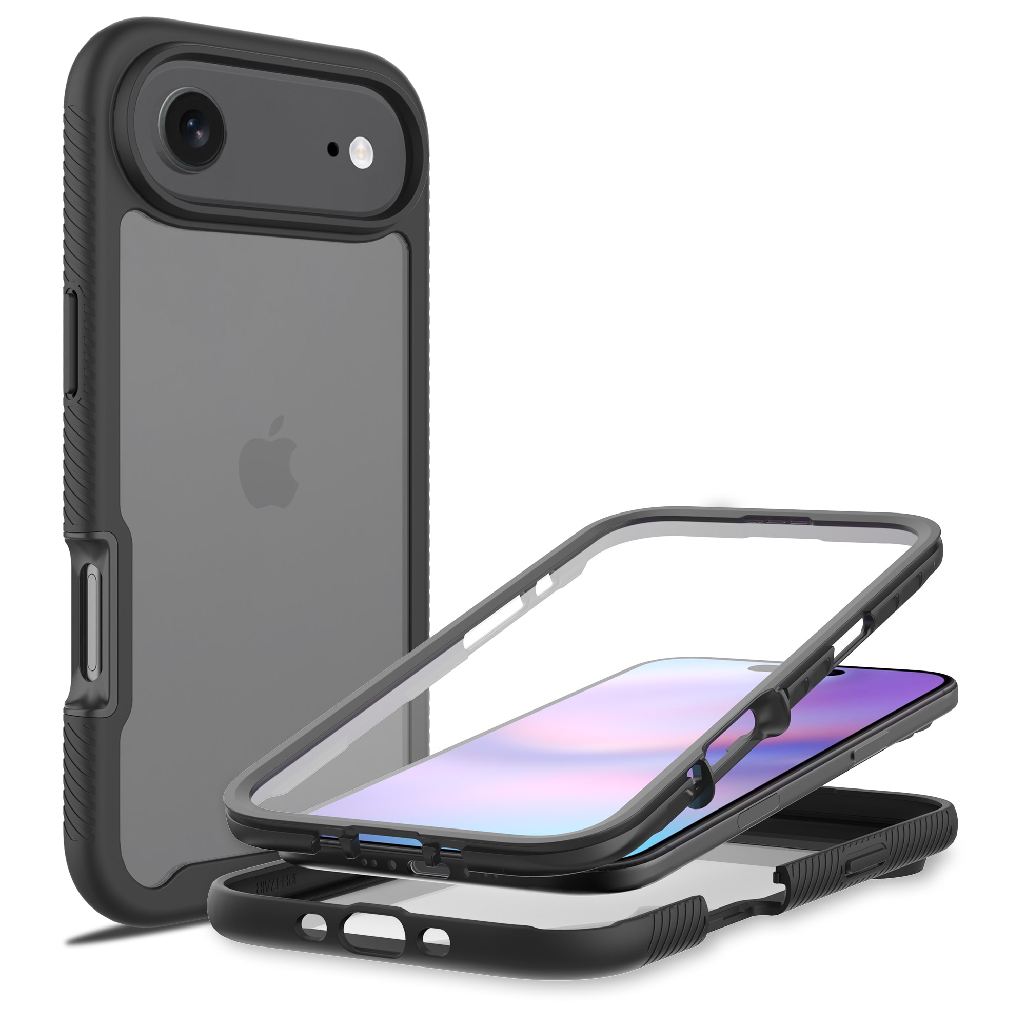 iPhone 17 Air Mobilcover Full Protection, Sort/gennemsigtig