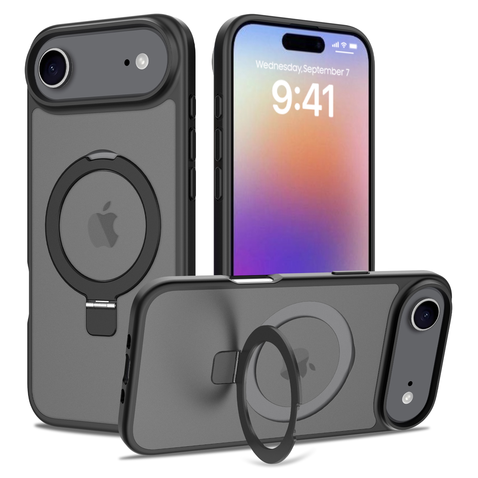 iPhone 17 Air Magnetic hybridcover med stativfunktion, Sort