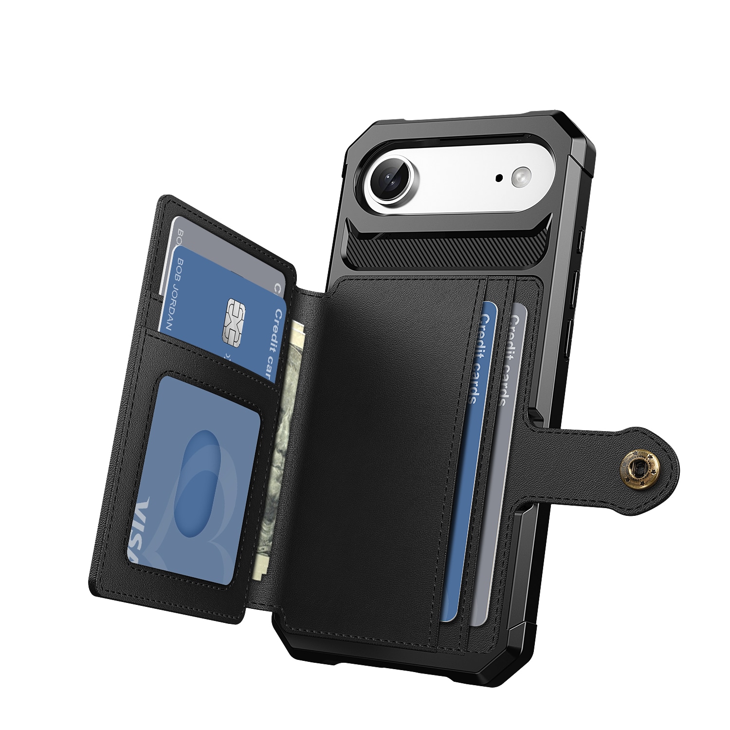 iPhone Air Stødsikkert mobilcover med pung, Sort