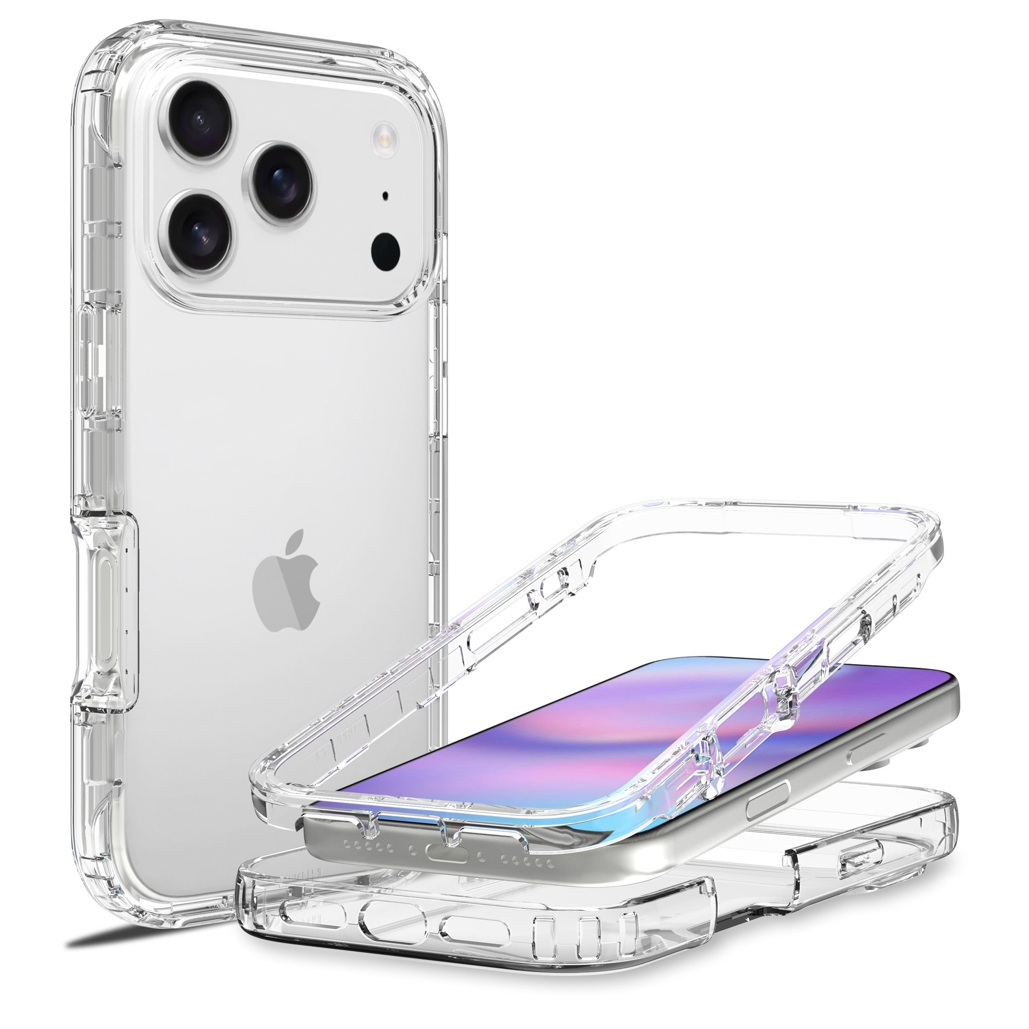 iPhone 17 Pro Mobilcover med beskyttelsesramme, Gennemsigtig