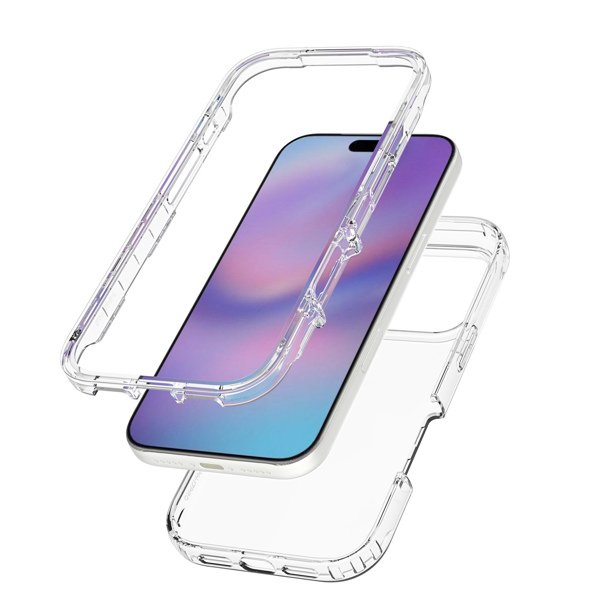 iPhone 17 Pro Mobilcover med beskyttelsesramme, Gennemsigtig